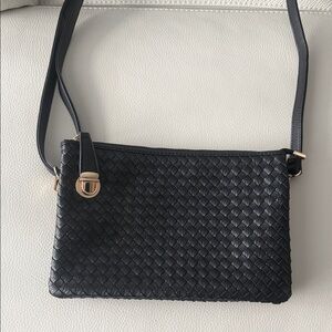 Chic Black Woven Crossbody Bag